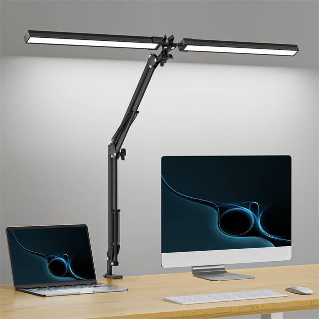 Ivict LED Clip-On Desk Lamp, 24W Extra Wide Desk Lamp For Home Office, 3 Color Modes X 10 Brightness Levels, Computer Monitor Lamp