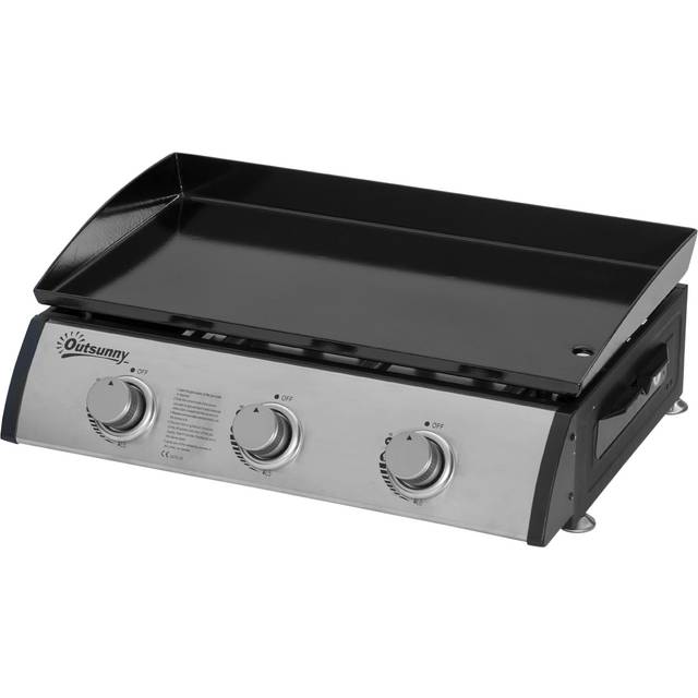 Gas Grillplatta med 3 Brännare - Non-Stick Bärbar 63 x 48 x 21 cm