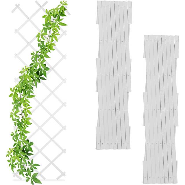 Relaxdays - Garden Trellis, Set of 3, Extendable, Support for Climbing Plants, Garden & Balcony, 180 cm, Plastic, White
