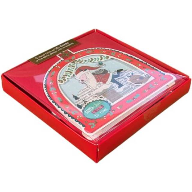 Box of 5 Santa Hand-Finished Christmas Cards Xmas Card Boxes