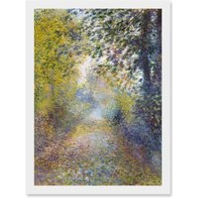 Renoir In The Woods Painting Landscape Artwork Framed Wall Art Print A4 - White - One Size