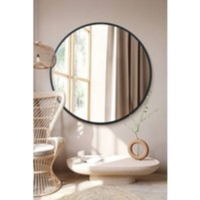 Black Edged Circular Modern Wall Mirror 47" (120CM) Diameter - 1 Pack