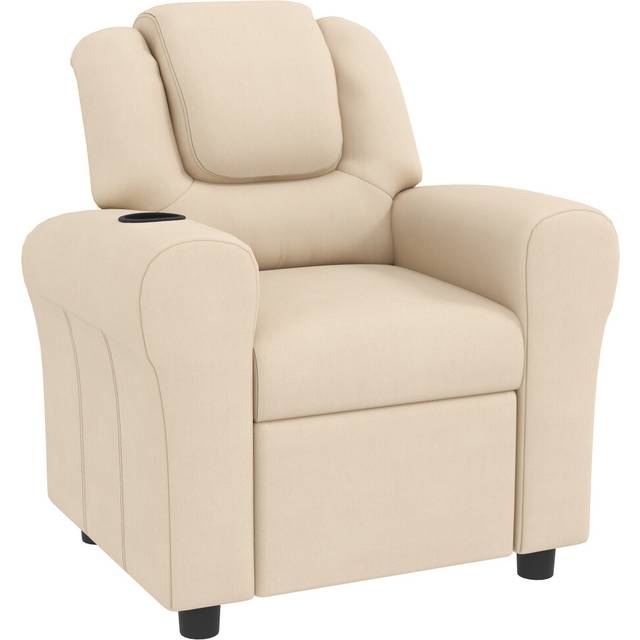 HOMCOM Kids Recliner Chair with Adjustable Backrest and Footrest - Beige - Beige | TJ Hughes Black