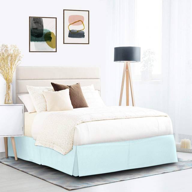 Nestl Light Baby Blue Full Bed Skirt  Full Size Bed Skirt 14 Inch Drop  Brushed Microfiber Bed Skirts  Hotel Quality Pleated
