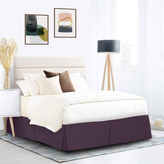 Nestl Dark Purple Twin Bed Skirt  Twin Size Bed Skirt 14 Inch Drop  Brushed Microfiber Bed Skirts  Hotel Quality Pleated Bed