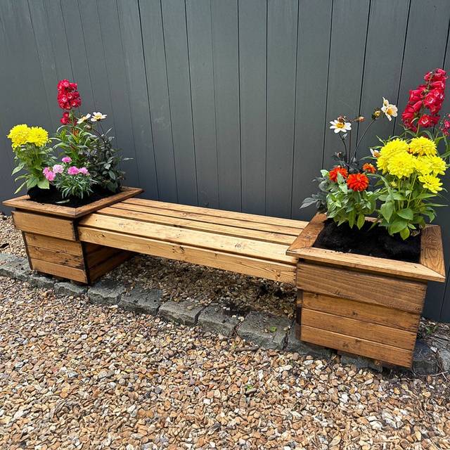 Charles Taylor Knights 2 Seater Planter Bench - Brown - 40 x 135 x 47.5cm