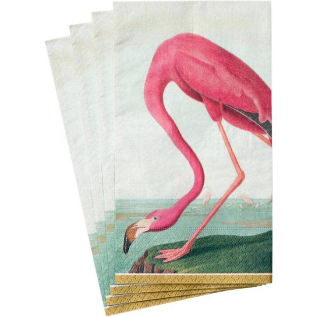 Caspari Audubon Birds Paper Guest Towel Napkins, 15 Per Package, Pink