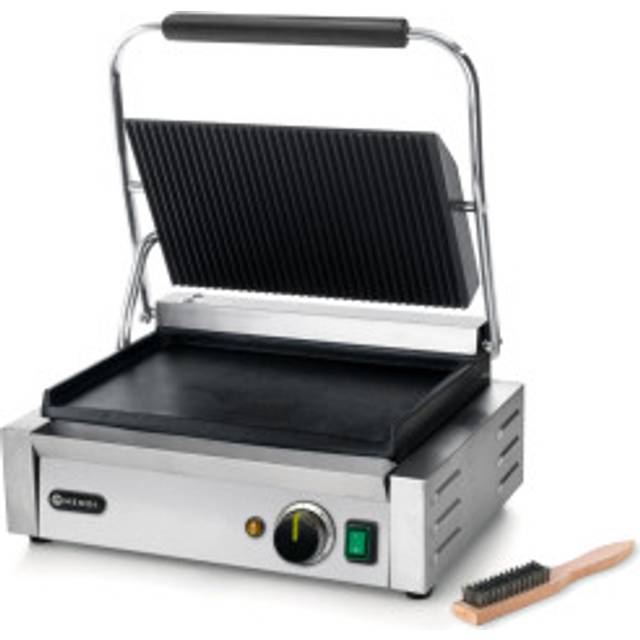 Kontakt PANINI kontaktgrill, räfflad topp, slät botten, 2200W - Hendi 263662