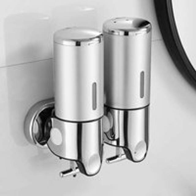 Linghhang - 500ML Wall Mounted Soap Dispenser, Double Head Hand Soap Dispenser Liquid Shower Gel Shampoo Dispenser for Kitchen Bathroom Hotel
