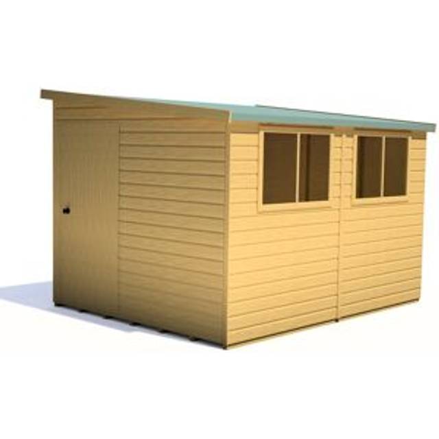 10x8 Shire Norfolk Professional Pent Shed - 10x8 Shire Norfolk Premium Pent Shed in Shiplap Tongue and Groove - Door on left of gable