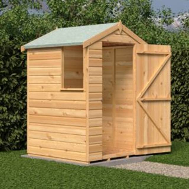 Shire Shetland 4 ft x 4 ft Shiplap Apex Shed, Brown