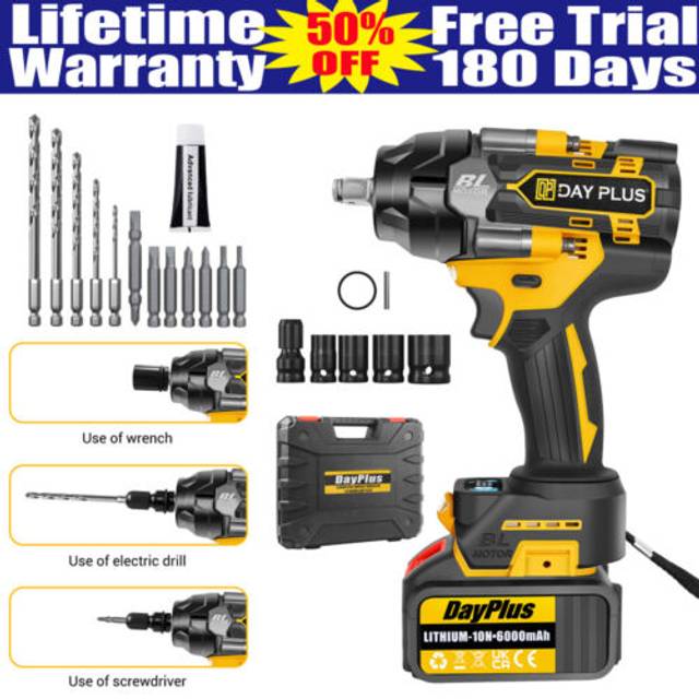 1200nm high torque 1/2 impact wrench brushless cordless battery impact gun kit