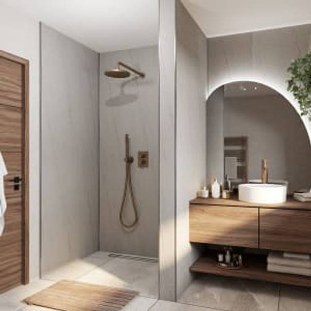 Wetwall Mermaid Gris Granite 2 Sided Shower Panel Kit - 1700 x 900mm