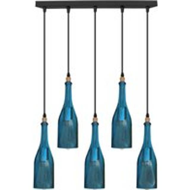 Classic Cluster Pendant Light with Wine Bottle Glass Shades~2205 - Blue - No
