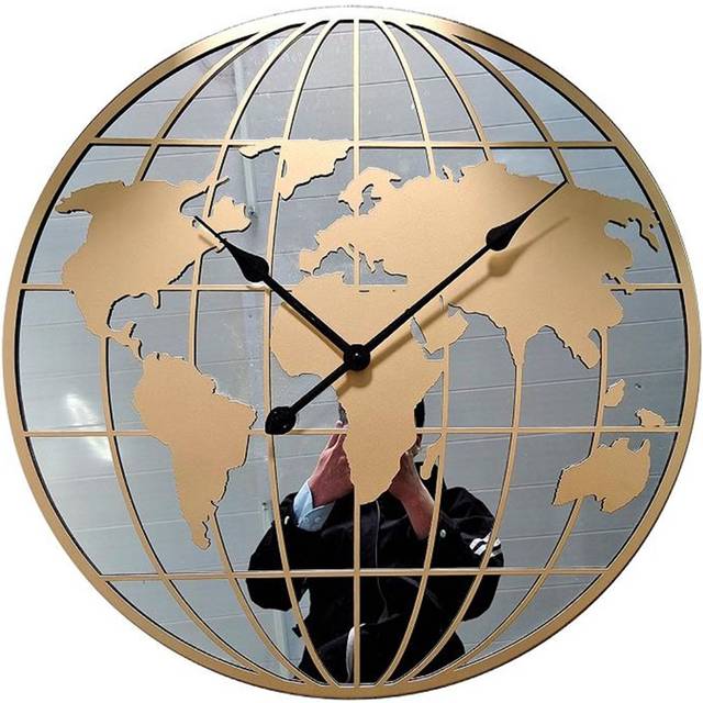 Metal Wall Clock - Gold (60cm W X 60cm H X 4cm D)