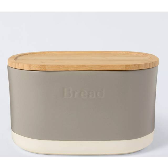 John Lewis Dipped Glaze Stoneware Bread Bin, Grey