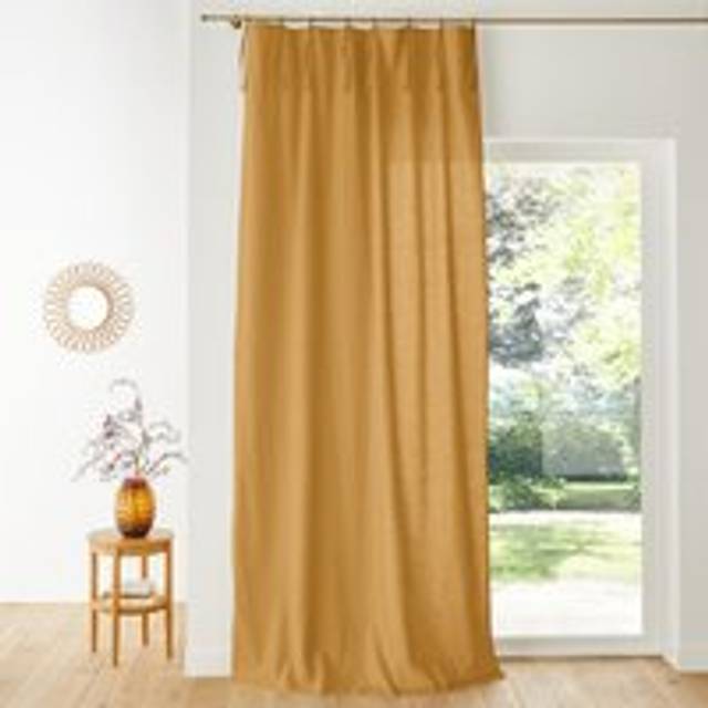 Lincot Knot & Eyelet Finish Curtain - Ochre Yellow - W135 x D280cm