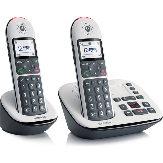 Motorola Cd5012 Twin Big Button Dect With Answer Machine - Hac And Amplified Ring Tone, White