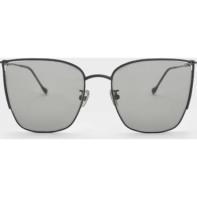 Charles & Keith - Shea Metallic-Rim Square Sunglasses - Black
