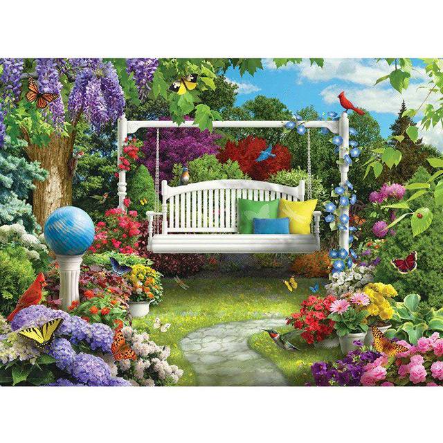 Full rund DIY Diamantbroderi Loungestol 5D Diamantmålning Strassmosaik Heminredning 20X30CM