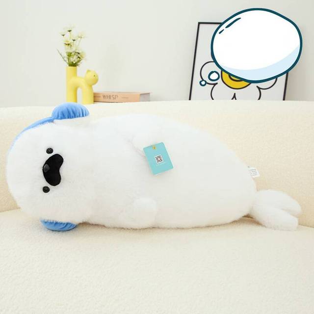 (Blue) Seal Sea Otter Plush Toy Cute Cartoon Girl Birthday Holiday Gift Throw Pillow