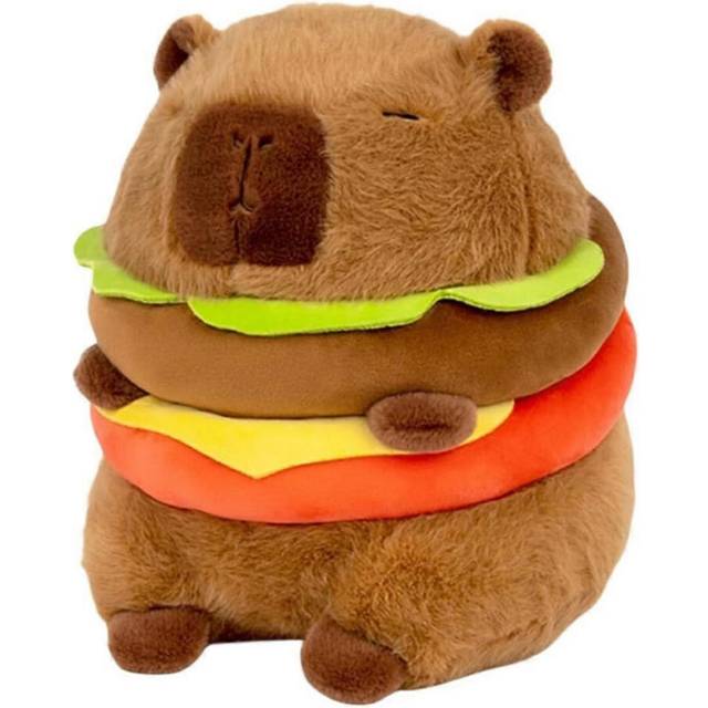 Realistic Capybara Burger Plush, Cute Stuffed Animal Pillow Plushie Toy, Soft Hamburger Food Toys Doll