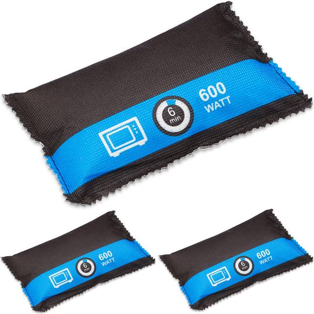 Relaxdays - Car Dehumidifier, Set of 3, Reusable, Anti-Humidity Bag, Condensation Remover, Damp Absorber Pack, Black/Blue