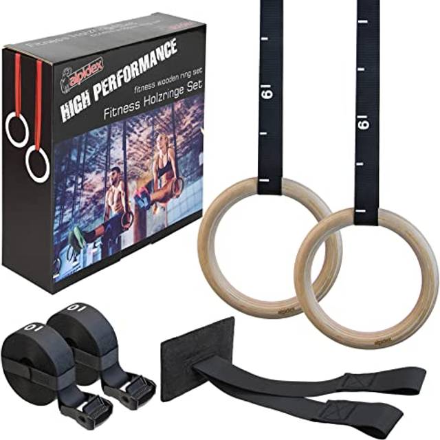ALPIDEX trägymnastikringar gymnastikringar gym ringar inklusive dörrankare och fästremmar med längdmarkering