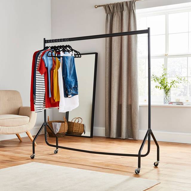 Heavy Duty Clothes Rail Home Garment Hanging Storage Stand Rack - Black (152cm H x 152cm W x 46.5cm D)