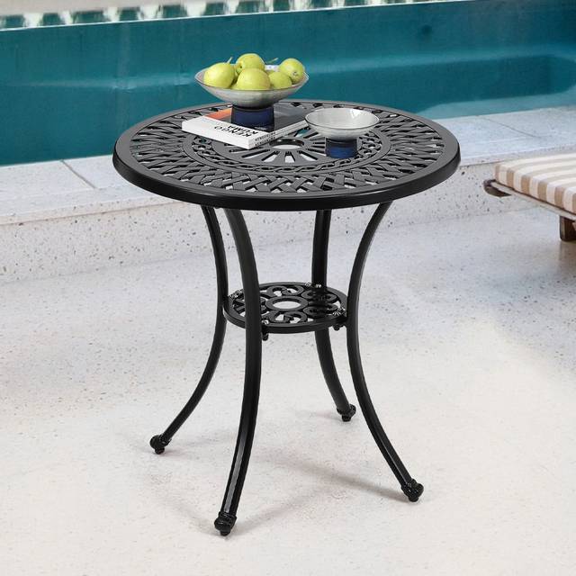 Round 2 - Person 60Cm L Outdoor Bistro Table - Black