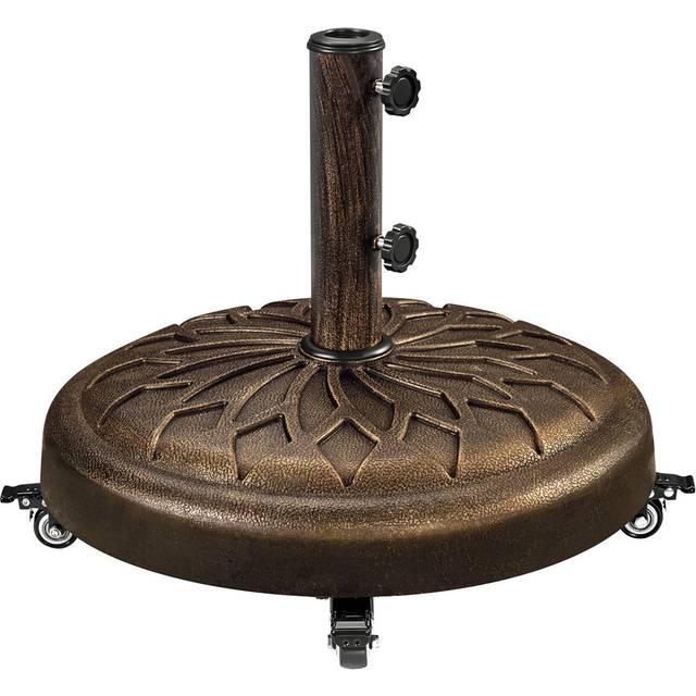 Colour 24.7kg Resin Free Standing Umbrella Base with Wheels - Bronze (43cm H X 50.5cm W X 50.5cm D)