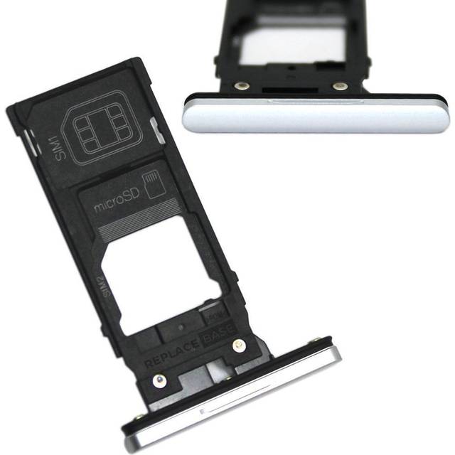 Sim sd tray for sony xperia xz3 replacement baq & card holder white silver uk