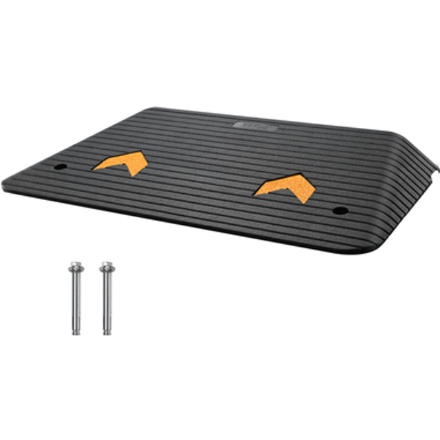 VEVOR Upgraded Rubber Threshold Ramp, 3.5" Rise Door Ramp with 1 Channel, Natural Rubber Car Ramp with Non-Slip Textured Surface, 33069 lbs Load Capacity Curb Ramp for Wheelchair and Scooter