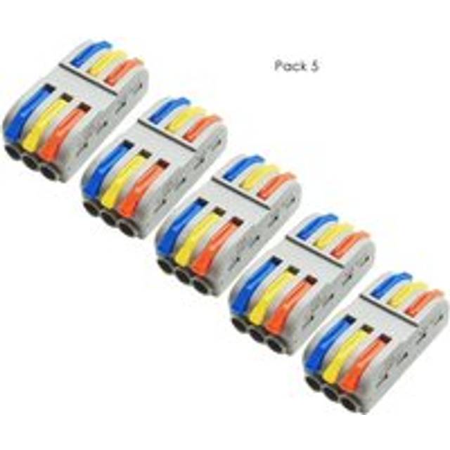 2/3 Way Electrical Connectors Wire Block Clamp Clips Fast Cable Reusable Lever~2163 - Three Way - 5