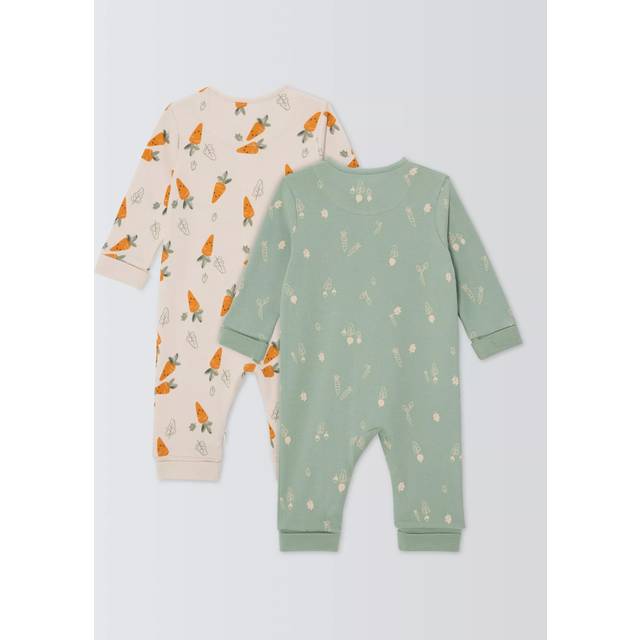 John Lewis Baby Carrot Romper, Pack of 2, Multi