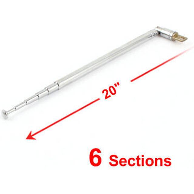 135mm to 500mm 6 sections fm radio tv telescopic antenna replacement silver tone