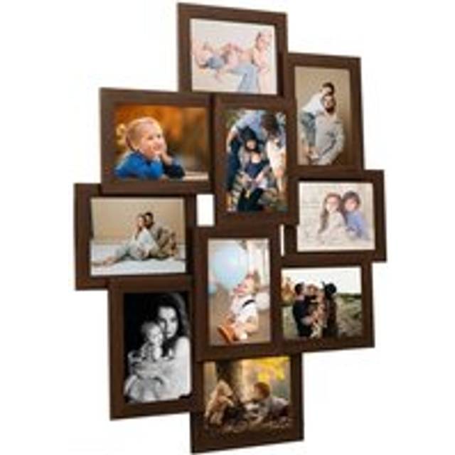 Collage Photo Frame for 10x(10x15 cm) Picture Dark Brown MDF - One Size