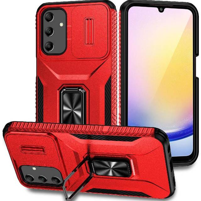 (Red) Case Compatible with Samsung Galaxy A25 5g Ring Hodler Shockproof Lens Protection Car Magnet