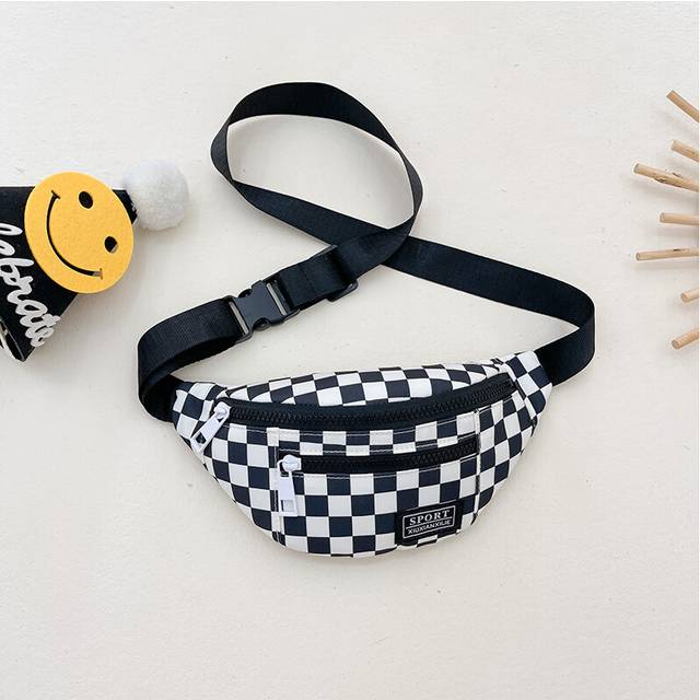 (Black) Chic Korean Inspired Waist Bag For Boys Crafted From Tough Breathable Nylon