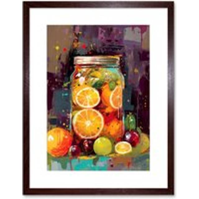 Wall Art Print A Jar of Homemade Orange and Plum Fruit Preserves Artwork Framed 9X7 Inch - Brown - W7 inch x H9 inch