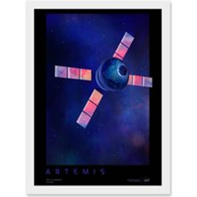 NASA Artemis Moon Mission Courageous Lunar Space Travel Destination Poster Artwork Framed Wall Art Print A4 - Grey - One Size