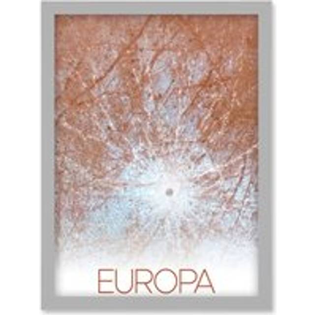 NASA Our Solar System Europa Jupiter's Moon Pwyll Crater Artwork Framed Wall Art Print A4 - Grey - One Size