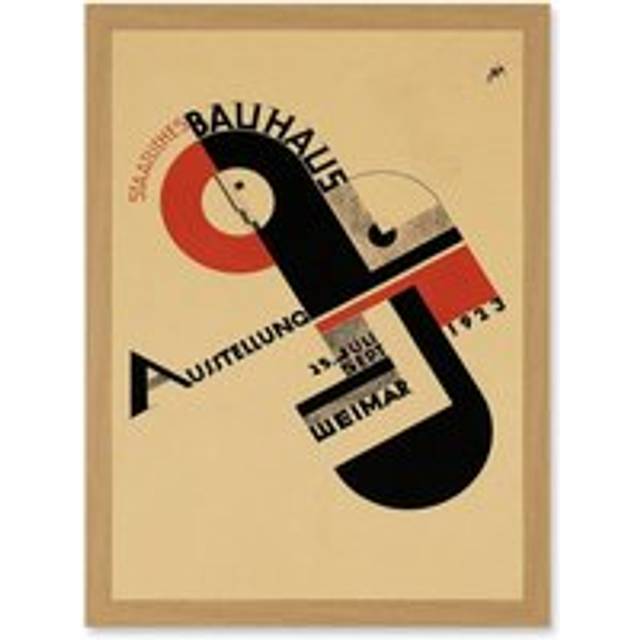 Exhibition Bauhaus Weimar Icon Germany Vintage Retro Advert Poster Artwork Framed Wall Art Print A4 - Tan - One Size