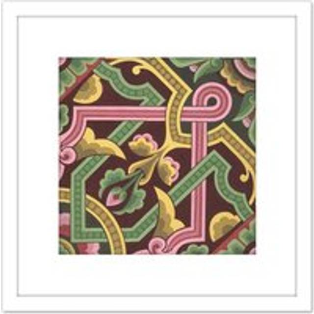 Dresser Ornamental Architecture Pattern Design 8X8 Inch Square Wooden Framed Wall Art Print Picture with Mount - White - One Size