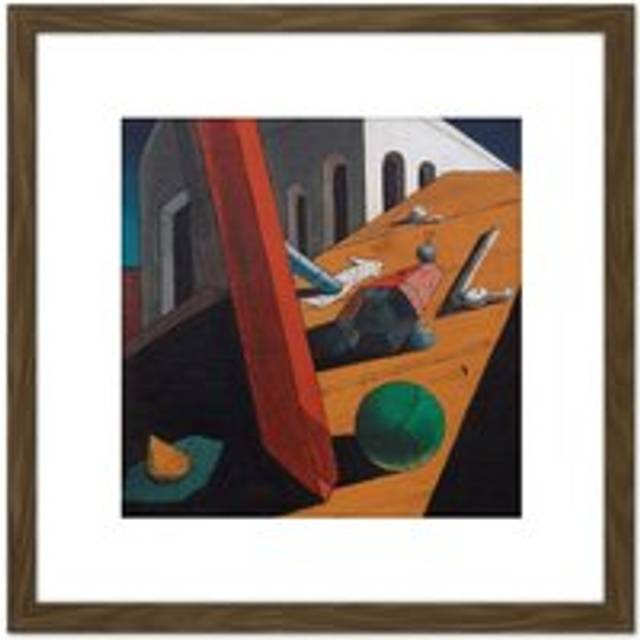 Giorgio De Chirico Evil Genius Of A King 8X8 Inch Square Wooden Framed Wall Art Print Picture with Mount - Brown - One Size