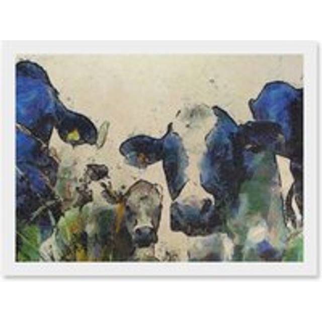 Nature Cow Cattle Farm Animal Artwork Framed Wall Art Print A4 - White - One Size