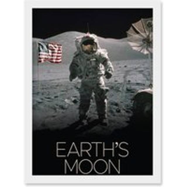 NASA Our Solar System Moon Surface Apollo 17 Astronaut Artwork Framed Wall Art Print A4 - White - One Size