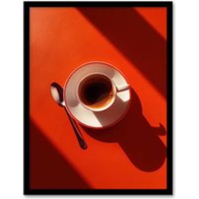 Sunrise Coffee Cup Shadow Red Aerial View Wall Art Print - W12 inch x H16 inch
