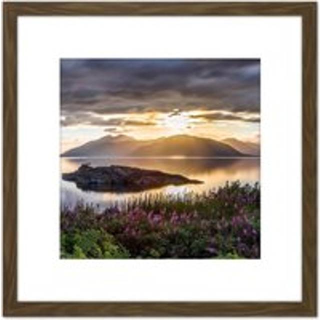 Trienke Sunset Loch Linnhe Highland Scotland Photo 8X8 Inch Square Wooden Framed Wall Art Print Picture with Mount - Brown - One Size