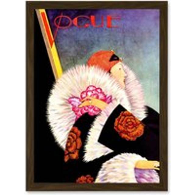Magazine Cover Vogue Woman Winter Coat Artwork Framed Wall Art Print A4 - Brown - One Size